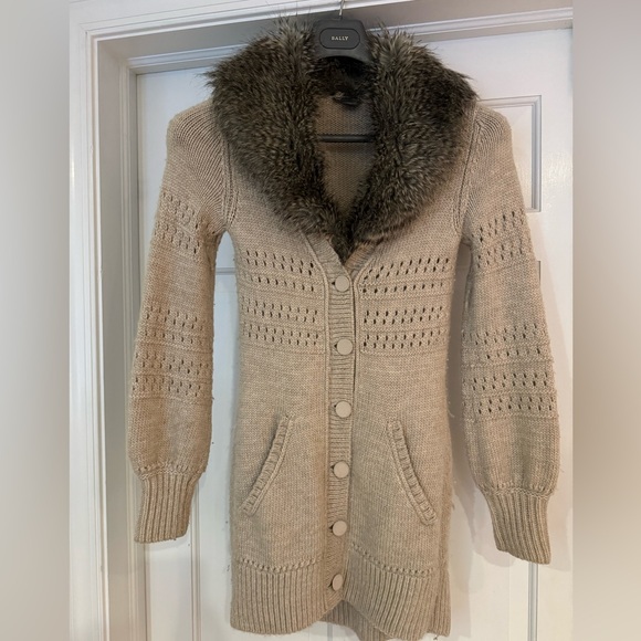 A/X Armani unique & beautiful Cardigan with detachable faux fur collar size XS - Picture 2 of 12